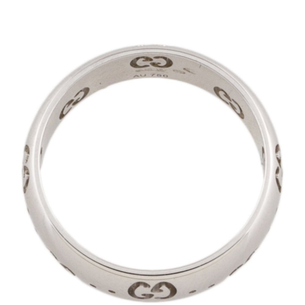 GUCCI 18K WHITE GOLD ICON GG CUTOUT BAND RING - Picture 6 of 10